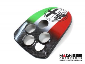 Alfa Romeo 4C Central MTA Control Cover - Carbon Fiber - Italian Theme + Alfa Romeo Badge - V1